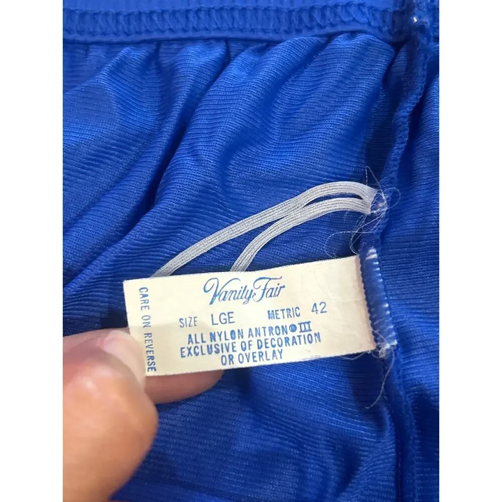 Vintage 70s Vanity Fair Royal Blue Silky Pajama Set L
